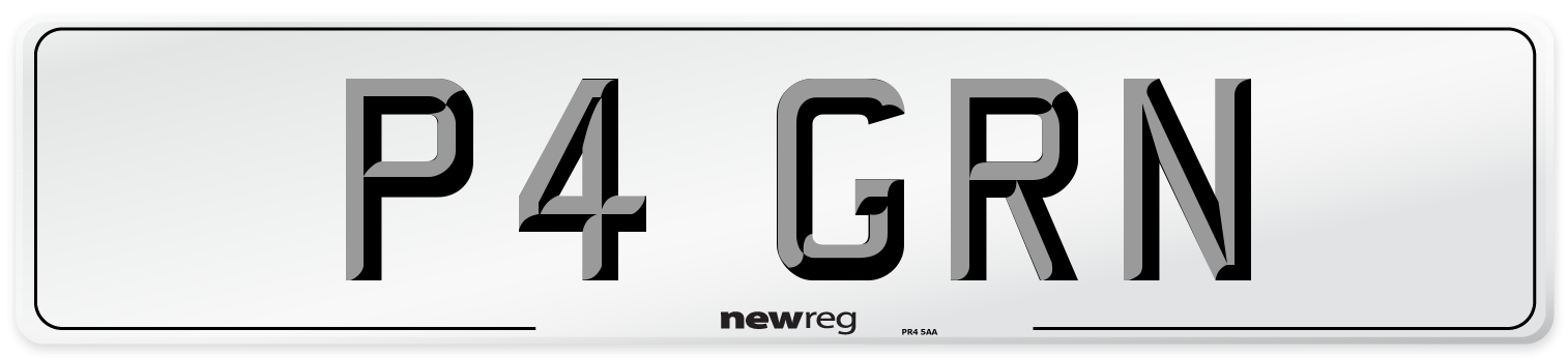 P4 GRN Number Plate from New Reg